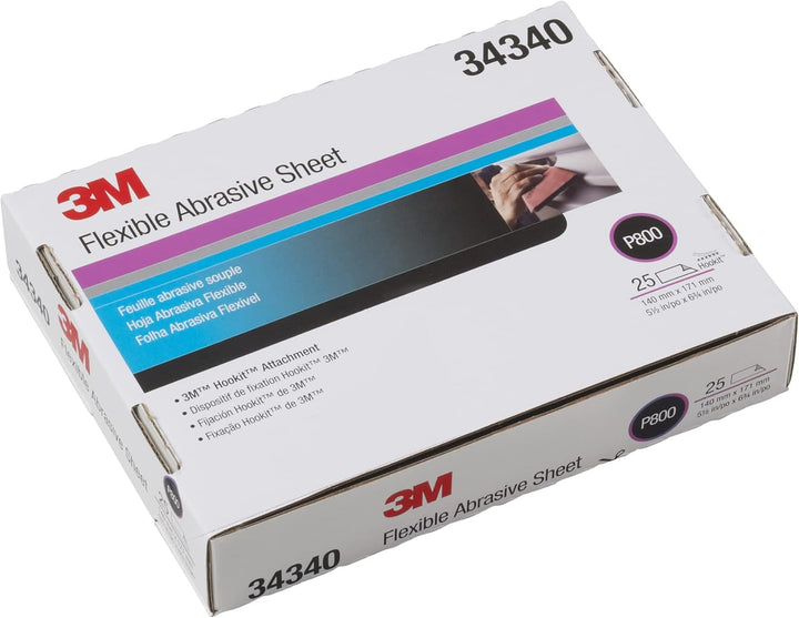 3M Hookit Flexible Schleifmittel 270J, 34340, P800, 14 x 17,3 cm, 25 Blatt pro Karton Number of item