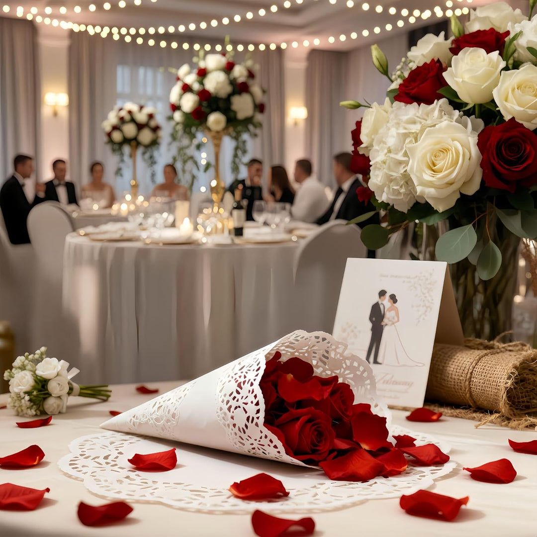 LJY Runde Papierdeckchen mit weisser Spitze, für Kuchen, Verpackung, Hochzeit, Geschirr, Dekoration,