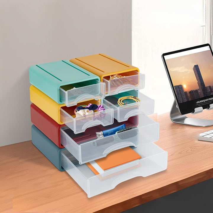 Schreibtisch Organizer 6 Fächer Geschlossenen Schubladen Stapelbar Plastik Büro Schubladenbox mit Gr