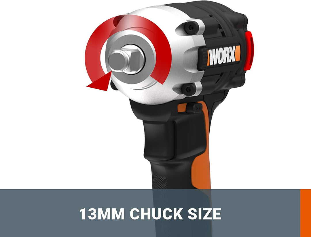 WORX WX272 NITRO Bürstenloser Akku Schlagschrauber 20V - 300Nm, Mit Variablem 3-Gang-Getriebe Und LE