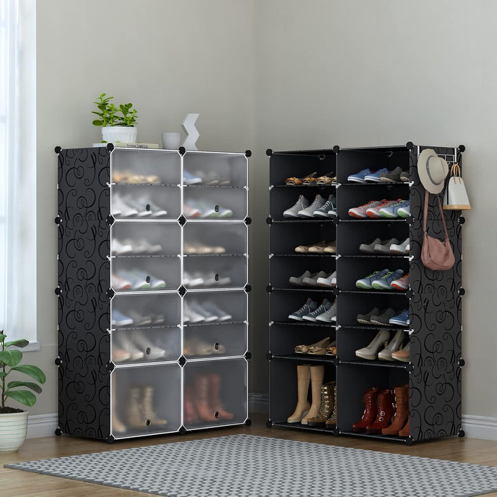 HOMIDEC Schuhregal, 7-stufiger Schuhschrank Kunststoff-Schuhregale Organizer für Schrank Flur Schlaf