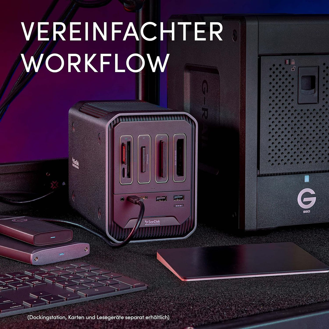 SanDisk PROFESSIONAL PRO-DOCK 4 Docking Station mit 4 Einschüben, für Lesegeräte mit Thunderbolt Kon