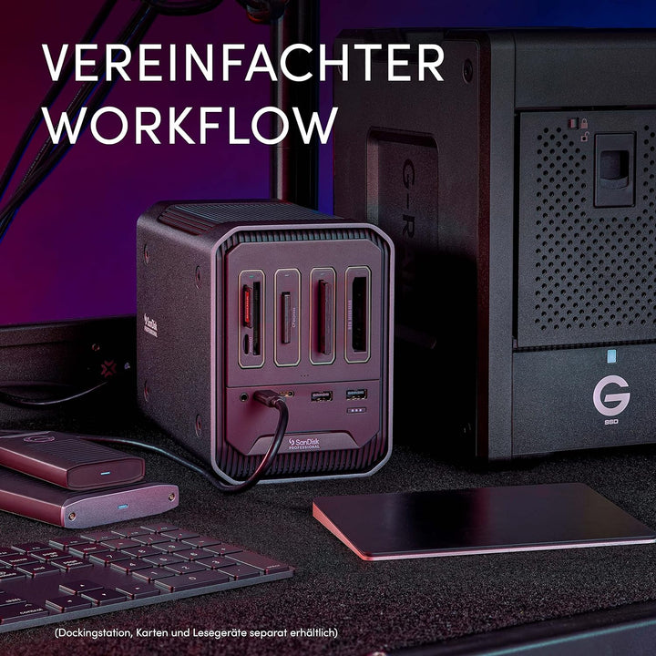 SanDisk PROFESSIONAL PRO-DOCK 4 Docking Station mit 4 Einschüben, für Lesegeräte mit Thunderbolt Kon