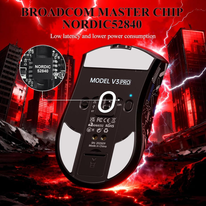 MAMBASNAKE x Attack Shark V3PRO Kabellose Gaming-Maus mit Magnetischer Ladestation,PAW3311-Sensor, B