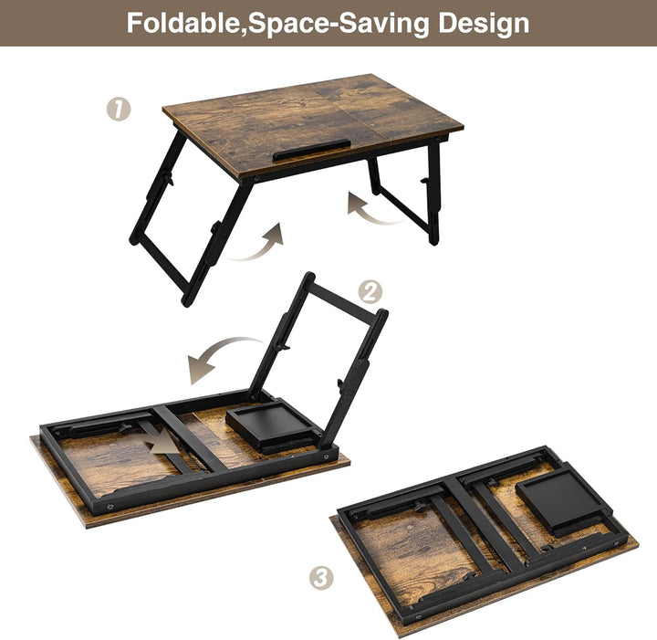 VASMIA Laptoptisch für Bett und Couch, Klapptisch, Frühstück Serviertablett mit klappbaren Beinen, h