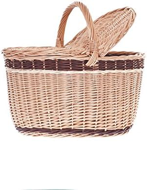 e-wicker24 Picknickkorb aus Weide Weidenkorb mit dem Deckel grosser Aufbewahrungskorb für Obst und G
