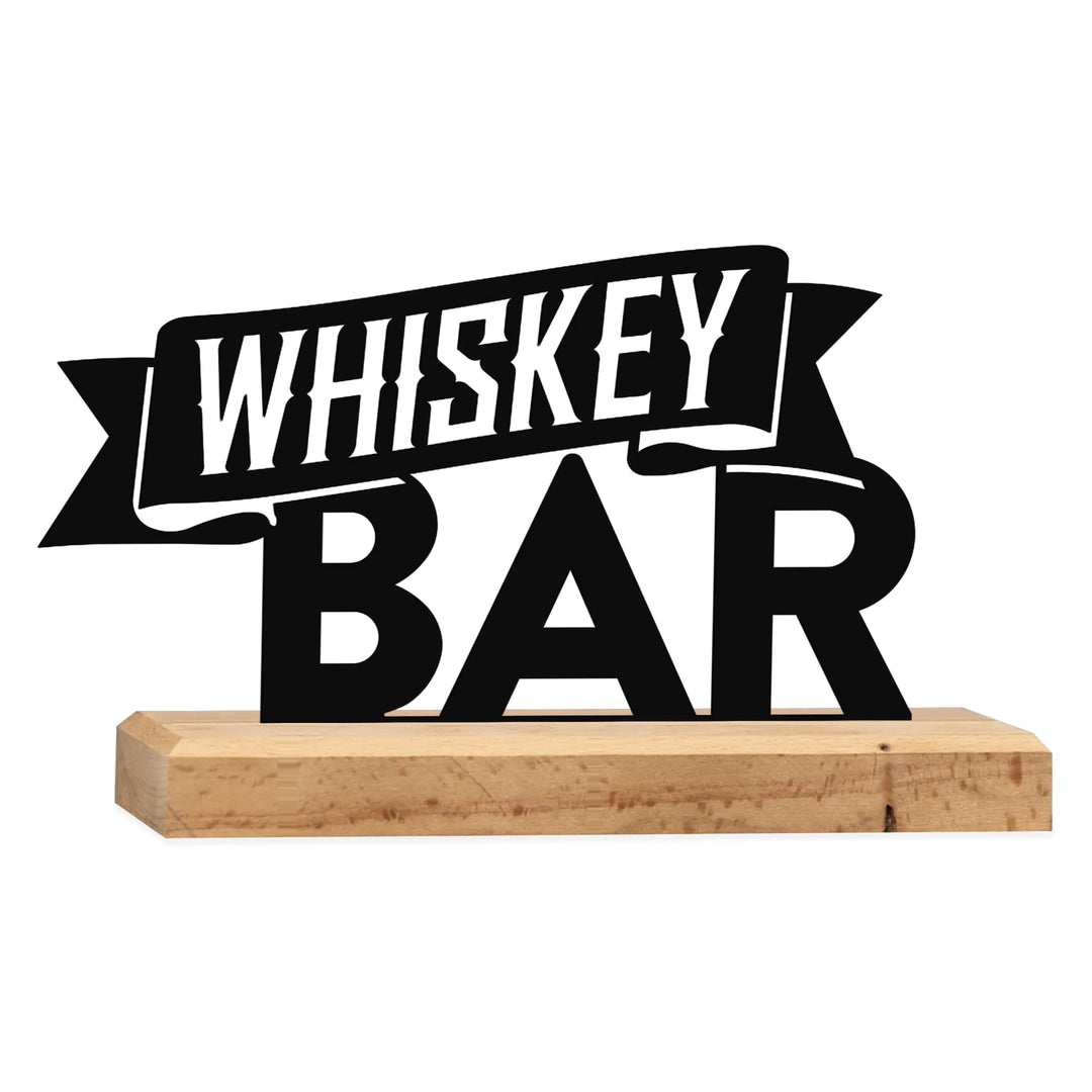 Rerum &amp; Consilium Whiskey Bar Schriftzug aus Holz und Metall | 21 x 11,5 cm | Hochwertige Bar-Dekora