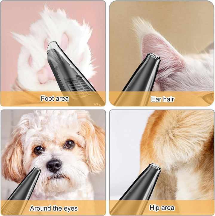 Pfotentrimmer Für Hunde Extra Leise mit Staubsauger, Hundepfoten Trimmer, Schermaschine Hund mit Abs