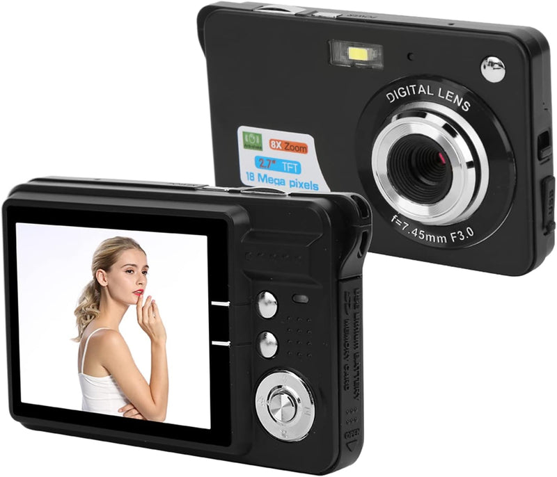 Digitalkamera, Kompakte 2,7 Zoll 18 MP Taschenkamera mit,Digitalkamera mit 8 fachem Zoom, Unterstütz