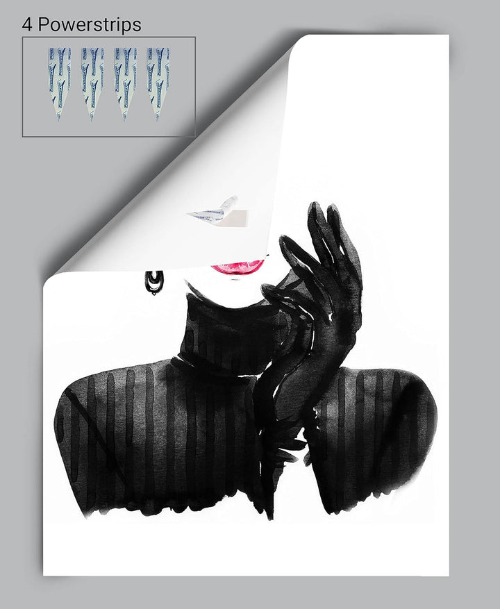 wandmotiv24 Poster als Wanddeko, Grösse 80x60cm, Model Gemälde, Rot, Fashion, Frau, Frauen Lippen, M