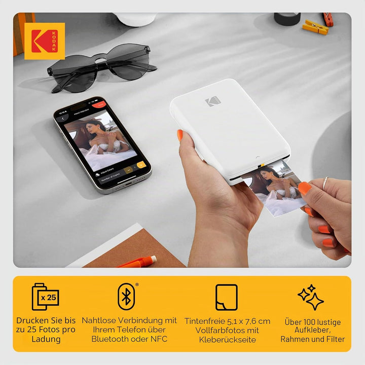 KODAK Step Drucker, Kabelloser mobiler Fotodrucker mit ZINK-Technik und gratis KODAK App für iOS und