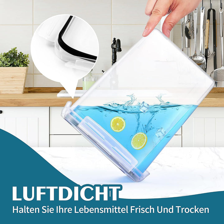 5,2L Gross Vorratsdosen mit Deckel Luftdicht 4er Set mit Kreidemarker und Etiketten, BPA Frei Plasti