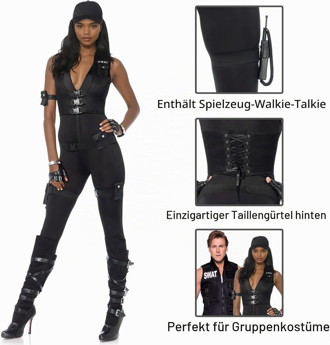 LEG AVENUE Damen Deluxe Swat Commander Kost me, Schwarz, Large EUR 40 Large (EUR 40), Large (EUR 40)