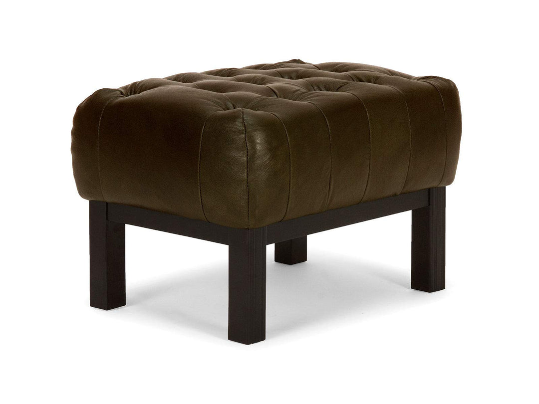 Woodkings® Chesterfield Hocker Kingsfield Echtleder antik braun Lederhocker Designhocker Federkern U