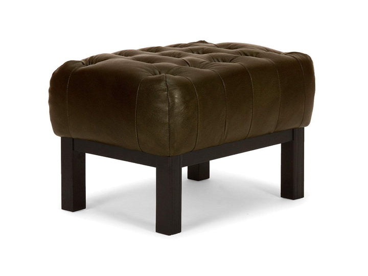 Woodkings® Chesterfield Hocker Kingsfield Echtleder antik braun Lederhocker Designhocker Federkern U