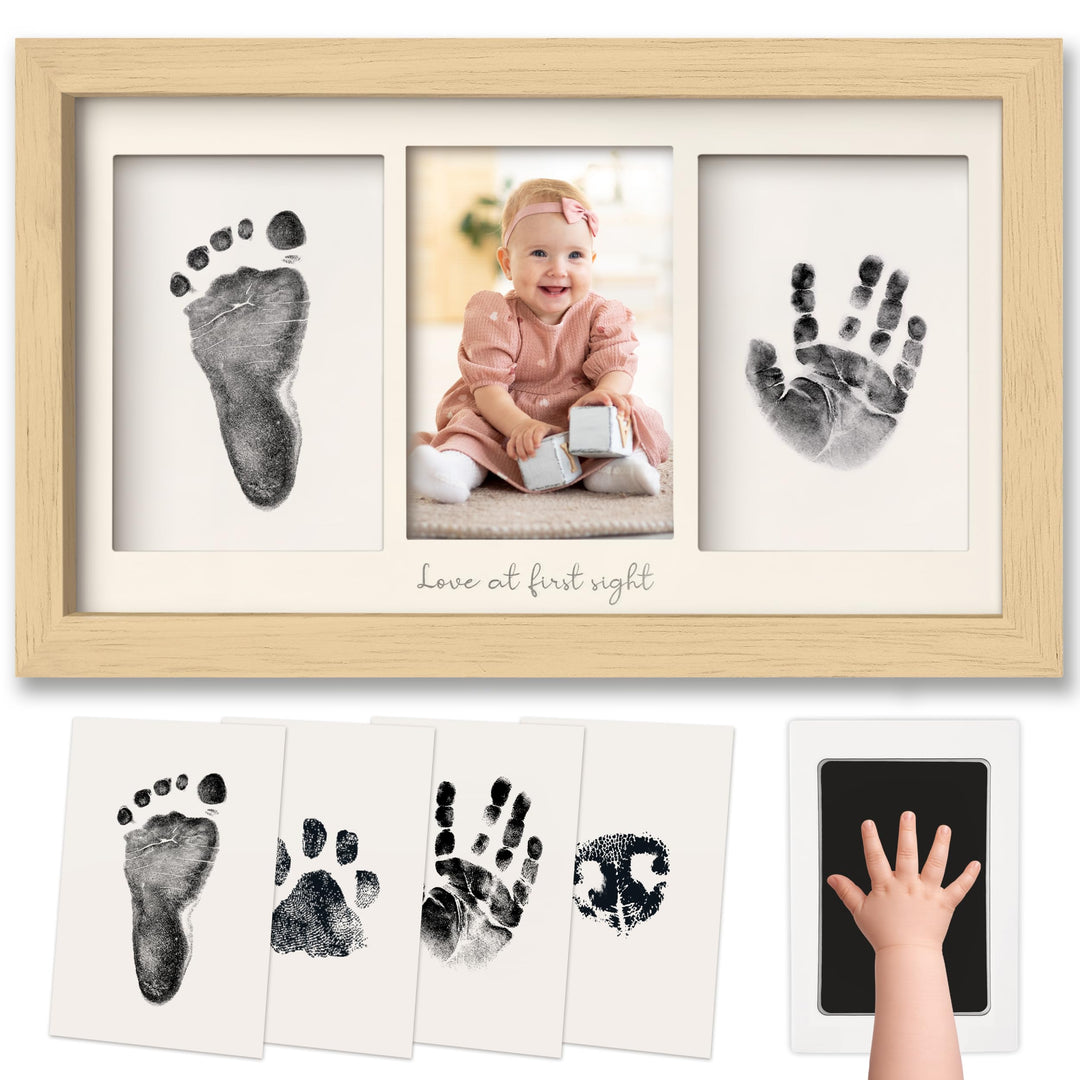 KeaBabies Tintenloses Baby Handabdruck und Fussabdruck set (Ash Wood) | No Mess Tintenauflage für Ba