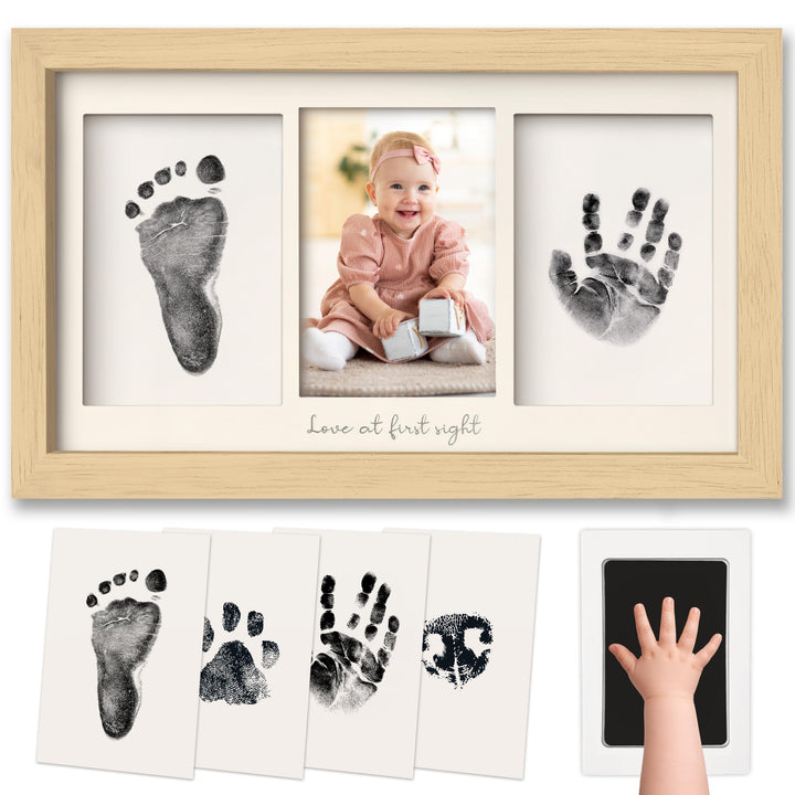 KeaBabies Tintenloses Baby Handabdruck und Fussabdruck set (Ash Wood) | No Mess Tintenauflage für Ba