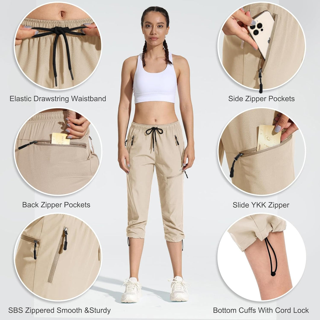 MOCOLY Damen Wanderhose Cargohose Wasserdicht Elastische Outdoorhose Cargo Jogginghose Trekkinghose