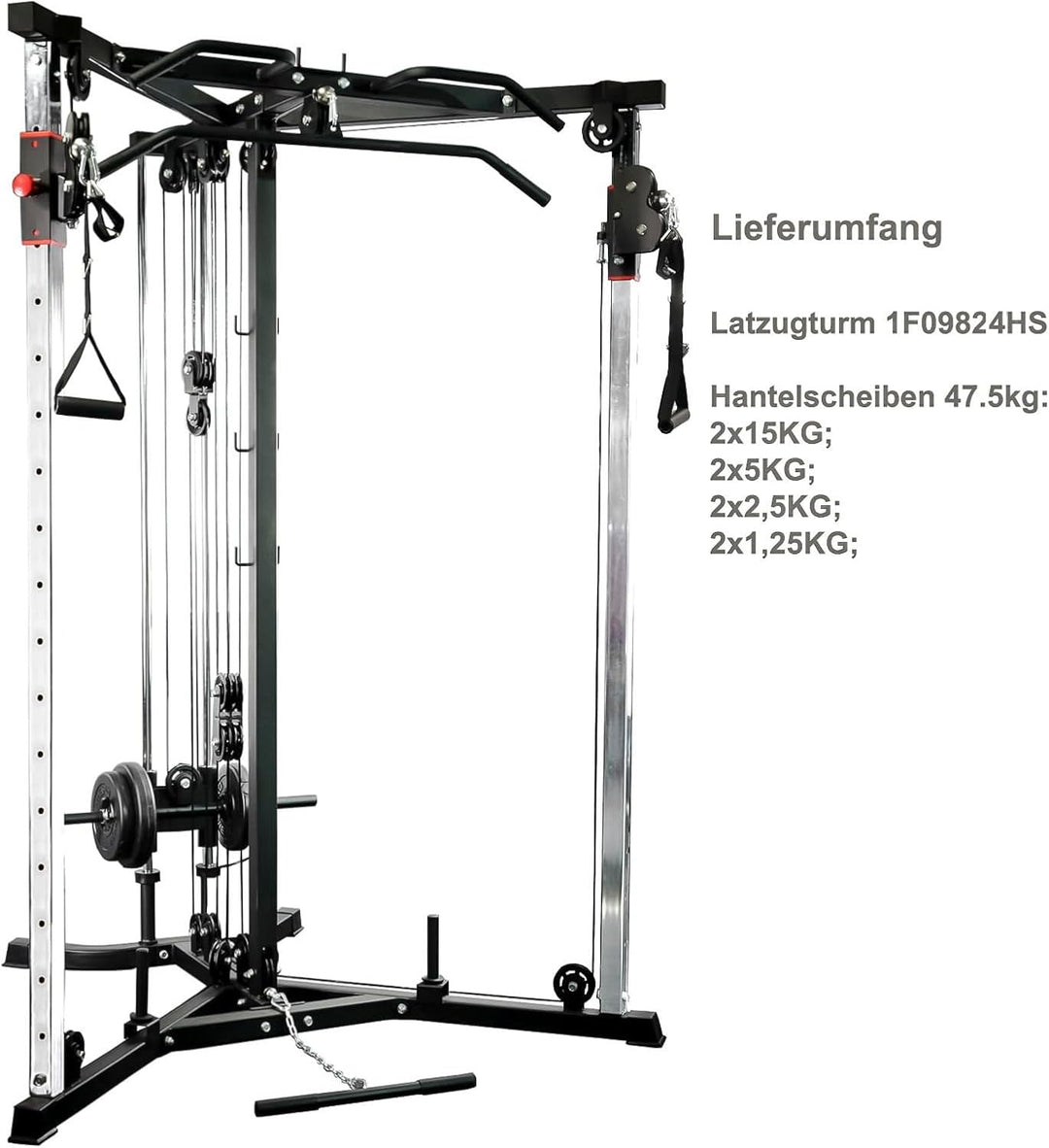 Hansson Sports® Kabelzug Trainer Latzugstation Kraftstation Cross Over mit Klimmzugstange, Bizeps- /