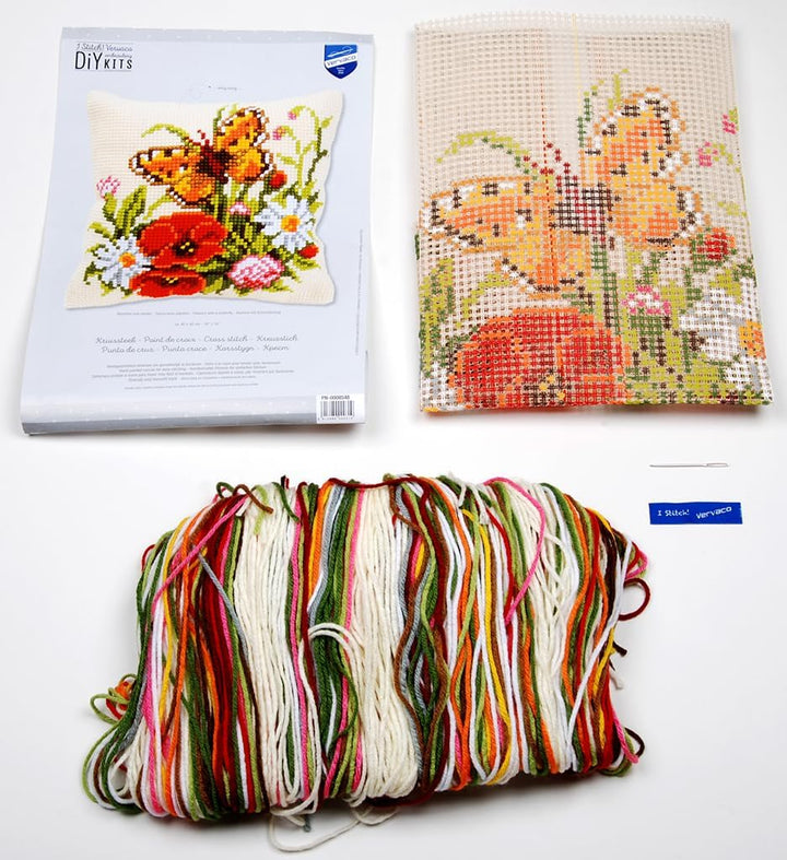 Vervaco Kreuzstichkissen/Stickkissen inklusive Material, Beige