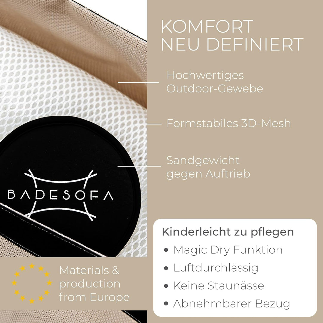 BADESOFA® 3er-Set M Badewannenkissen Ganzkörper – Rücken-, Fuss- &amp; Sitzkissen – Komplettset Waschbar