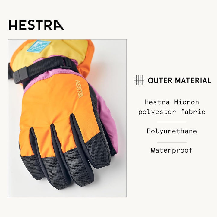 Hestra Wasserdichter Skihandschuh für Kinder, C-Zone für kaltes Wetter Orange / mehrfarbig 7, Orange