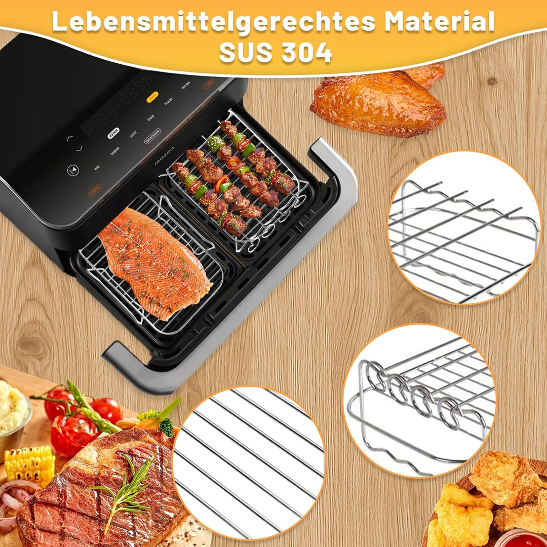 Heissluftfritteuse Zubehör für Ninja Foodi Flexdrawer 10,4L AF500EU, Airfryer Zubehör COSORI 10L Sil