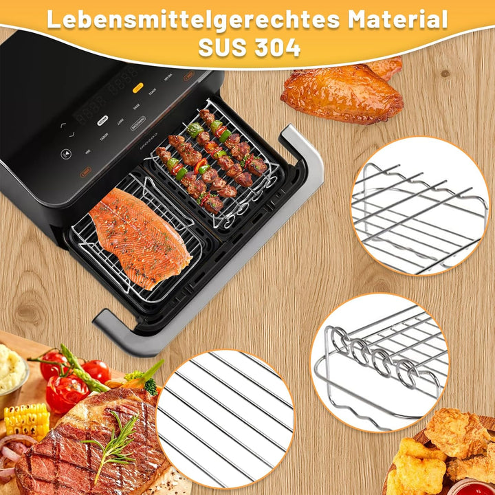 Heissluftfritteuse Zubehör für Ninja Foodi Flexdrawer 10,4L AF500EU, Airfryer Zubehör COSORI 10L Sil