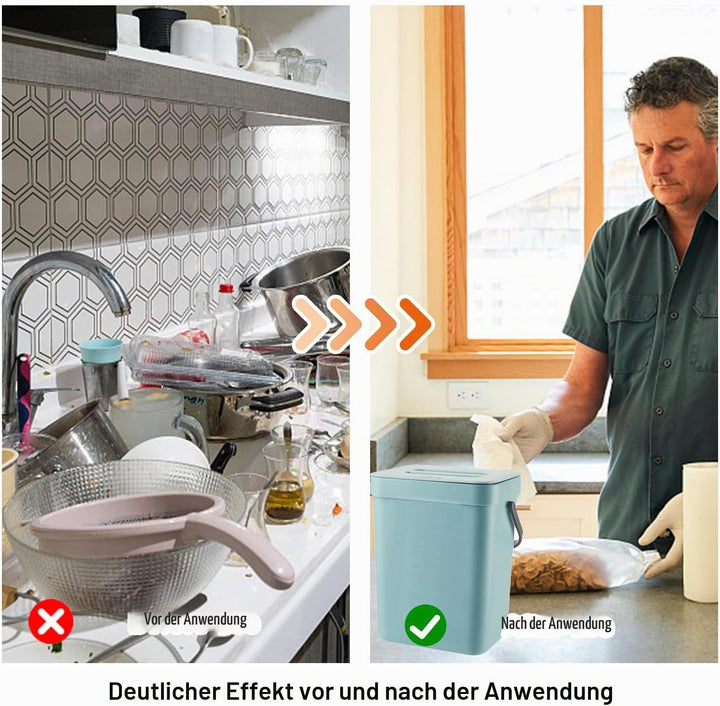 Biomülleimer Küche 3L mit Deckel: Komposteimer Küche Nachhaltig &amp; Geruchsdicht zum Hängen oder Stell
