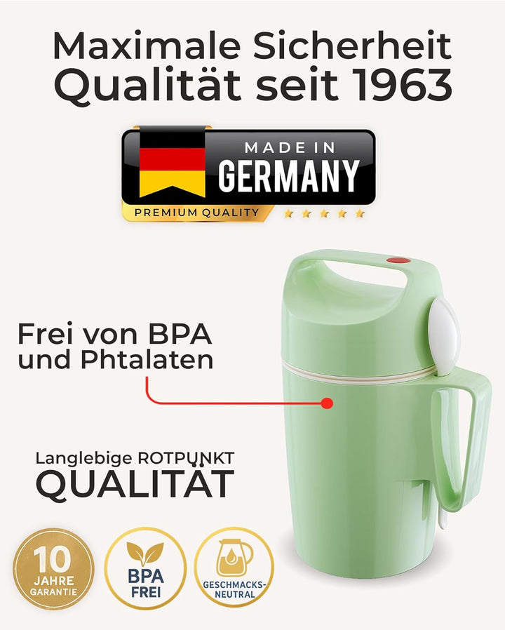 ROTPUNKT Thermobehälter für Essen 0,85L inkl. Löffel – Thermo Lunchbox Heiss & Kalt I Made in German