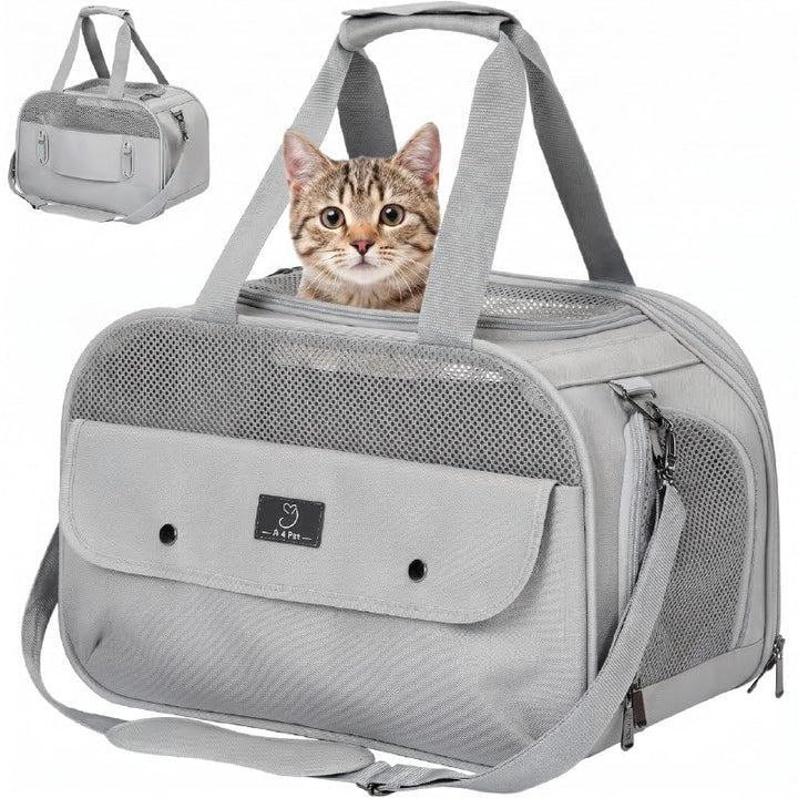 A 4 PET Transportbox Katze, Hundetasche Flugzeug für Kabine/Auto, Leicht Hunde Flugtasche mit Sicher
