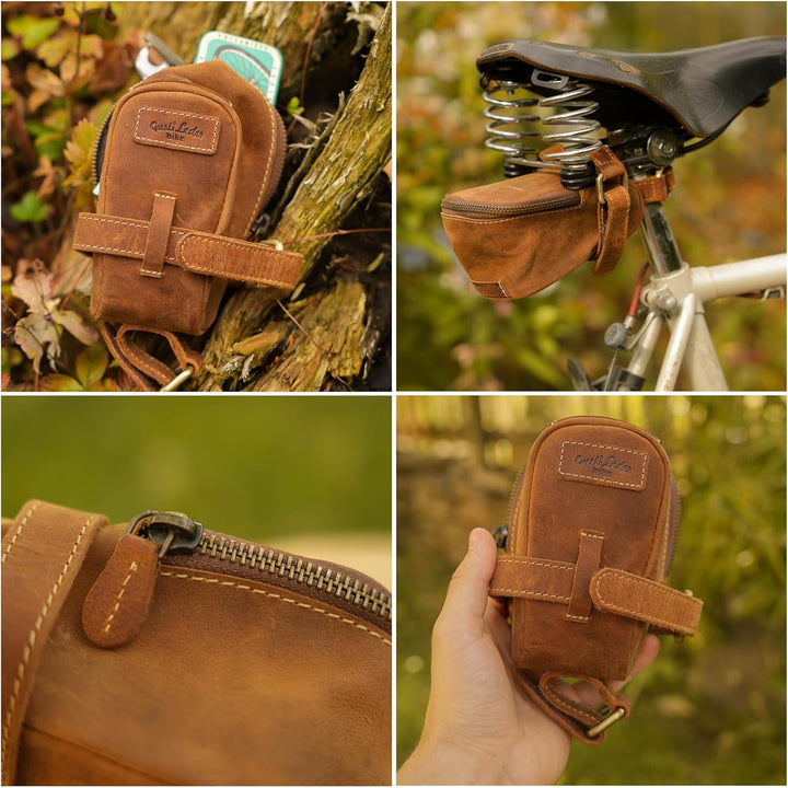 Gusti Fahrradtasche Leder - Gino B. Satteltasche Schlauchtasche für Werkzeug Ledertasche Vintage Bra