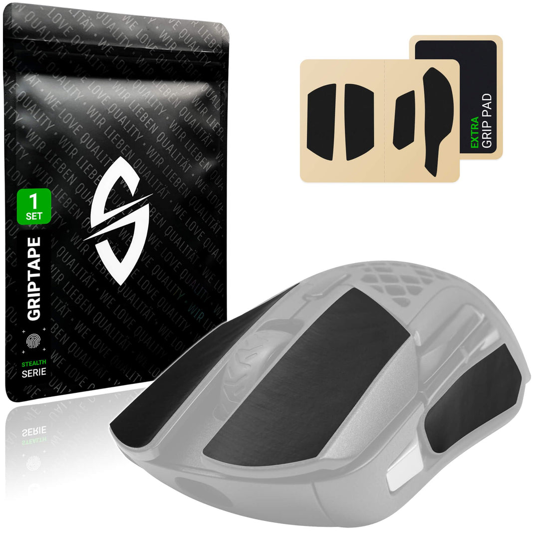 SensoryBoost Maus Grip Tape – kompatibel mit Steelseries Aerox 5 inkl. Zuschnitt-Pad – Schweissabsor