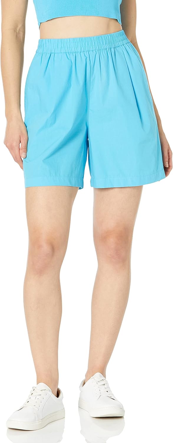 The Drop Damen Shorts Jada Shorts mit Hoher Taille und Lockerem Schnitt M Ozeanblau, M Ozeanblau