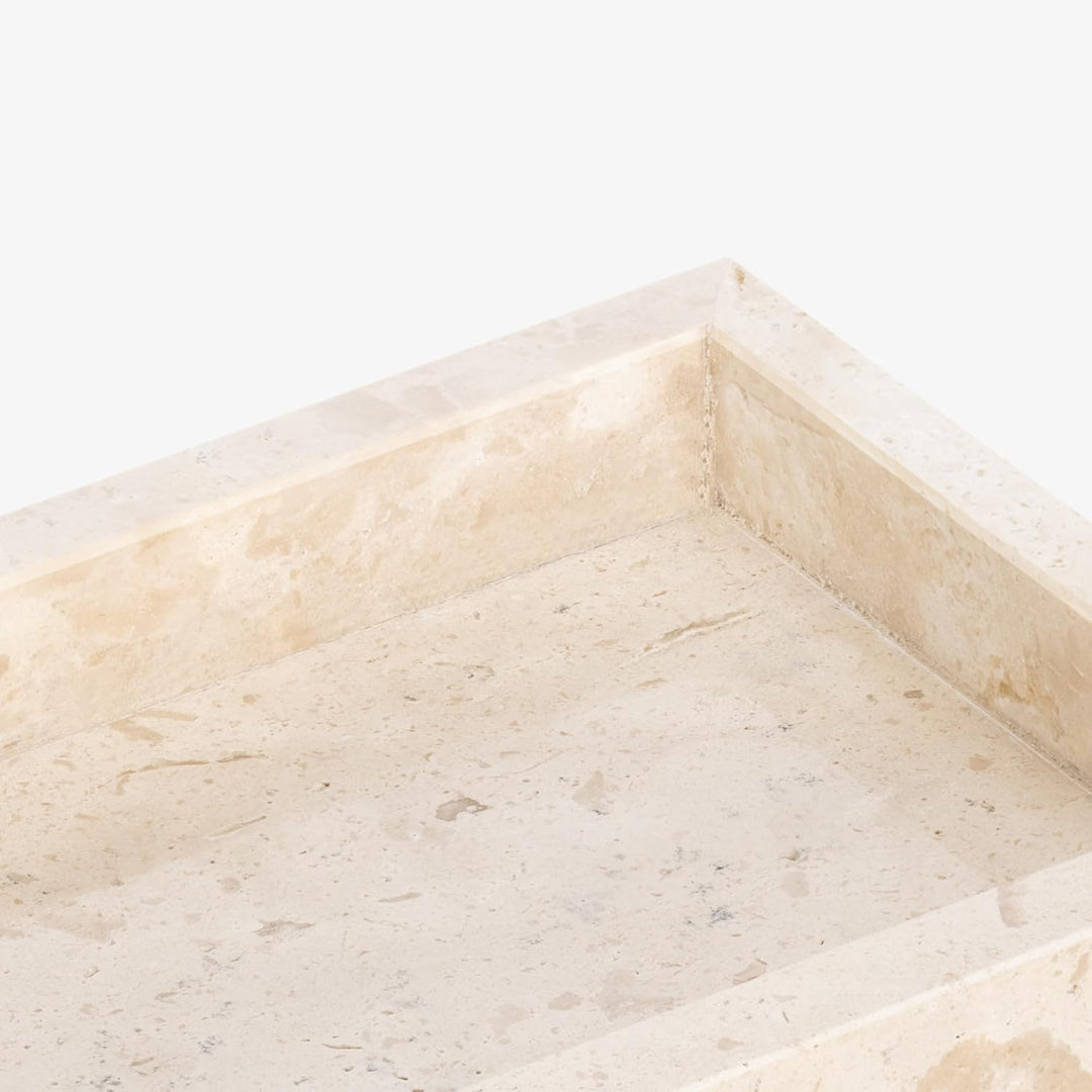 Navaris Tablett für Schmuck und Make-Up - Badezimmertablett - Travertin - 25 x 12 - Schlüsselablage