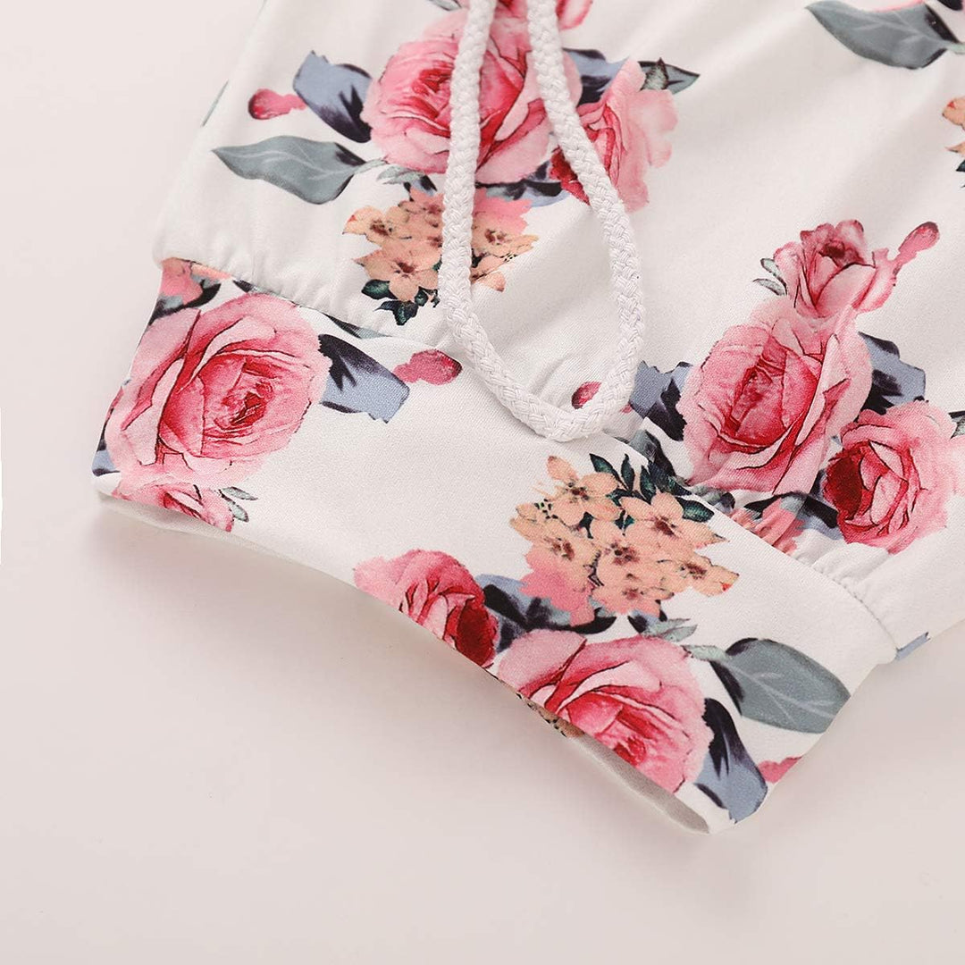 Baby Mädchen Outfit 2 Stücke Set Gestreifte Blumen Hoodies mit Tasche Top + Lange Hosen Sweatshirt O