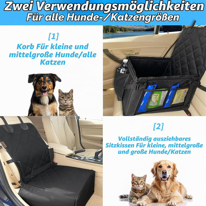 Hunde Autositz, Hundeautositz Mit Verstärkten Verschlussschnallen und Stahlrohr Rahmen, Wasserdichte