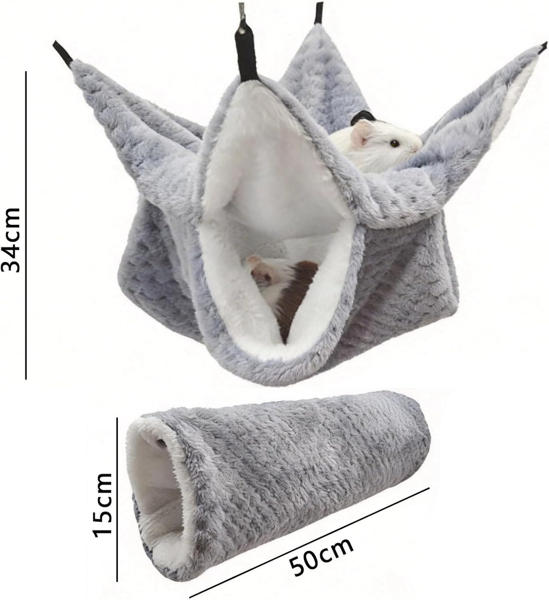 2 Stück Meerschweinchen Hängematte Set, Doppelschicht Hängende Kleintierbetten aus Weichem Flanell K