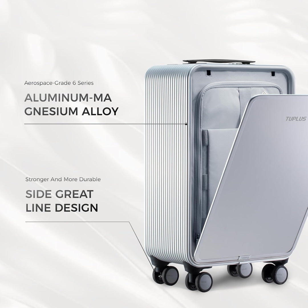 TUPLUS Koffer Aluminium Trolley Rollkoffer mit 4 Rollen Reisekoffer Handgepäck Hartschalenkoffer mit