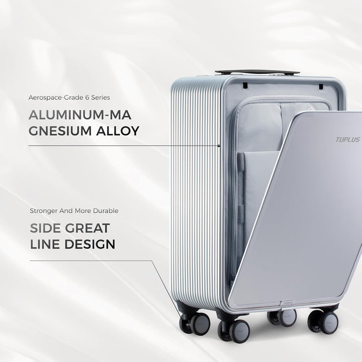 TUPLUS Koffer Aluminium Trolley Rollkoffer mit 4 Rollen Reisekoffer Handgepäck Hartschalenkoffer mit