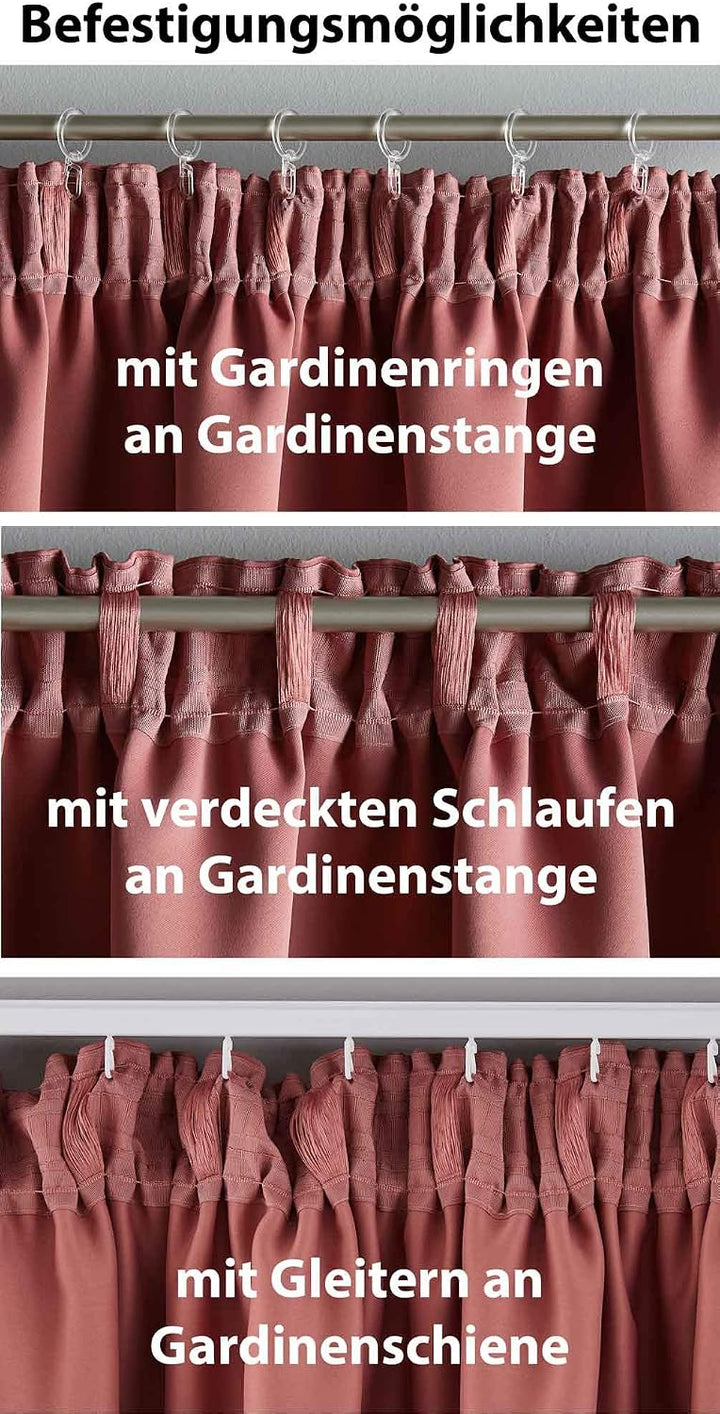 Gardinenbox 2er Set Verdunkelungsvorhänge Blickdicht »NewYork« verdeckte Schlaufen Altrosa HxB 245x2