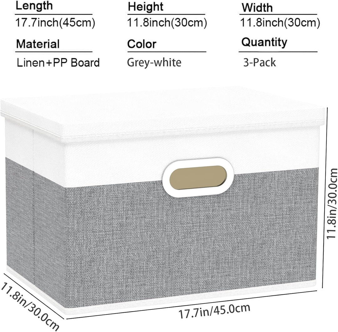 Yawinhe Aufbewahrungsbox mit Deckel, Faltbare Leinentuch Kleidung Ablagekorb, Waschbare, Stoffbox, f