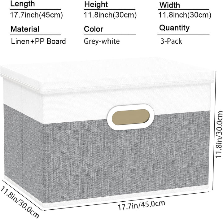 Yawinhe Aufbewahrungsbox mit Deckel, Faltbare Leinentuch Kleidung Ablagekorb, Waschbare, Stoffbox, f