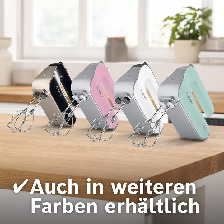 Bosch Handrührer Styline MFQ40303, 2 Rührbesen, 2 Edelstahl-Knethaken, spülmaschinengeeignet, 5 Stuf