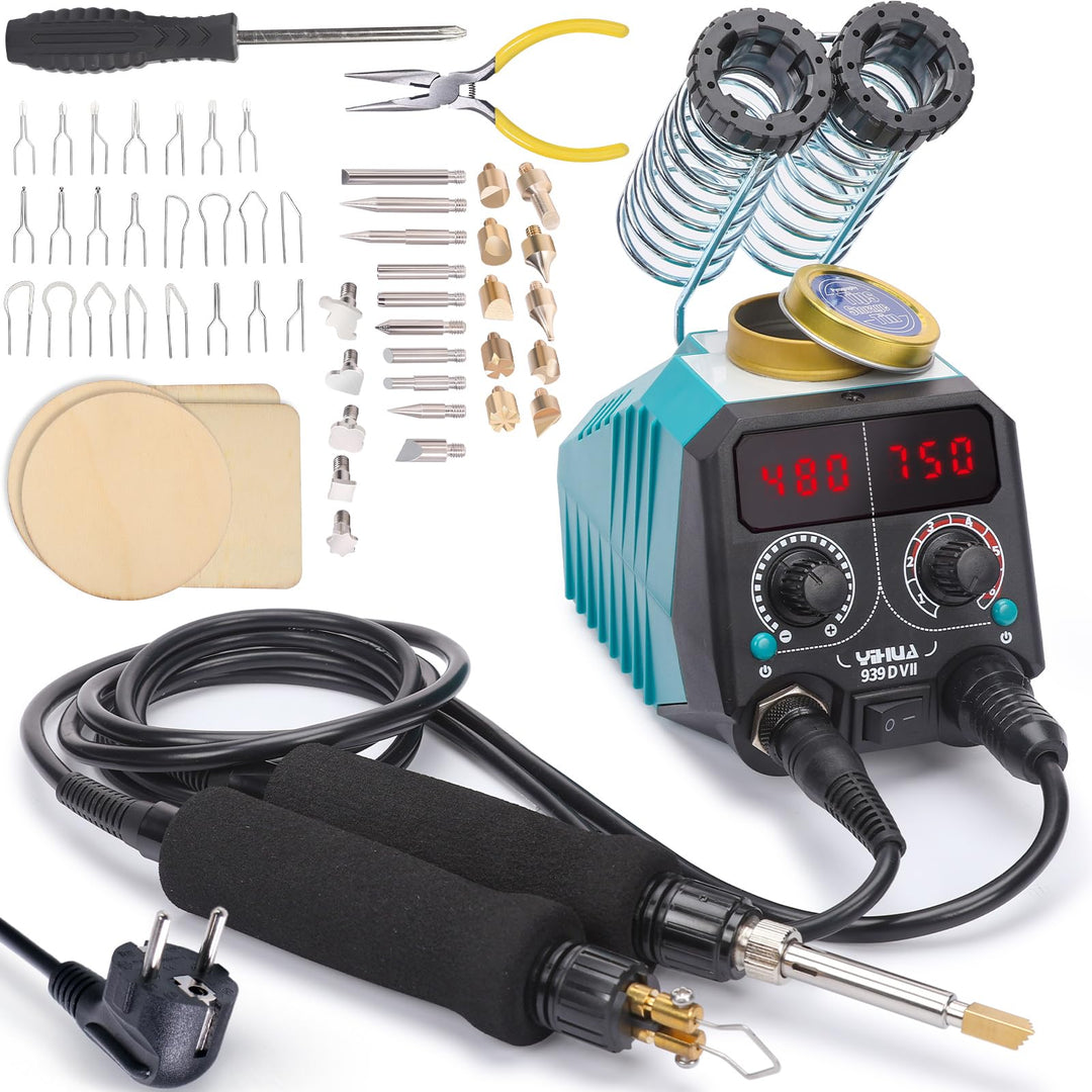 YIHUA 939D-VII brandmalerei-Werkzeug Holzbrennstift-Set Station 2-in-1 Solid-Point 200-480°C (mit Te