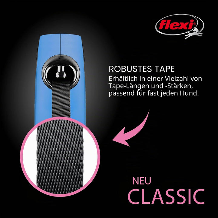 FLEXI CL2MT5.250.BL Hundeleine, einziehbar, 4,9 m, Grösse M, Blau, Grösse M, 4,8 m, Medium - 16 Feet
