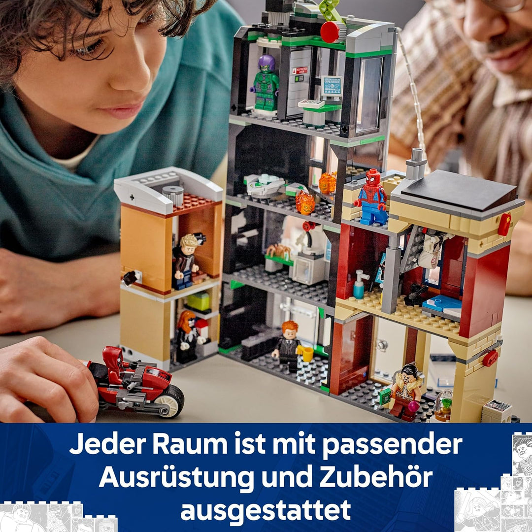 LEGO ǀ Marvel Spider-Man vs. Oscorp - Bauset zum Sammeln für Kinder mit 8 Minifiguren, darunter auch