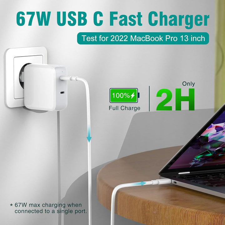 Mac Book Air Ladegerät, 67W USB C Ladegerät mit MacBook ladekabel USB C für MacBook Air 2020/2019/20
