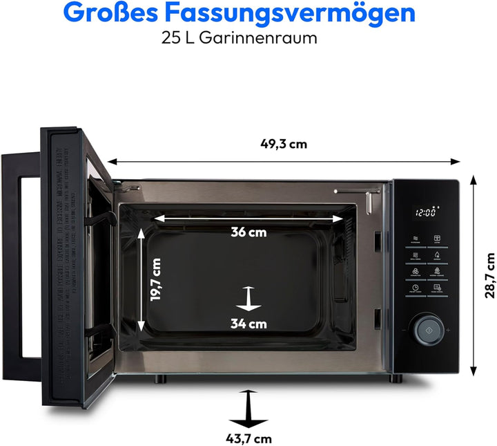 MEDION Mikrowelle mit Grill und Heissluftfritteusenfunktion (25 Liter, 900 Watt, 1.500 Watt Grill, 1