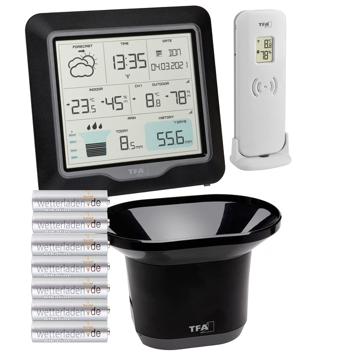 TFA Dostmann 35.1160 RAIN PRO Funk-Wetterstation mit Regenmesser Wettervorhersage, mit Batterien Bun